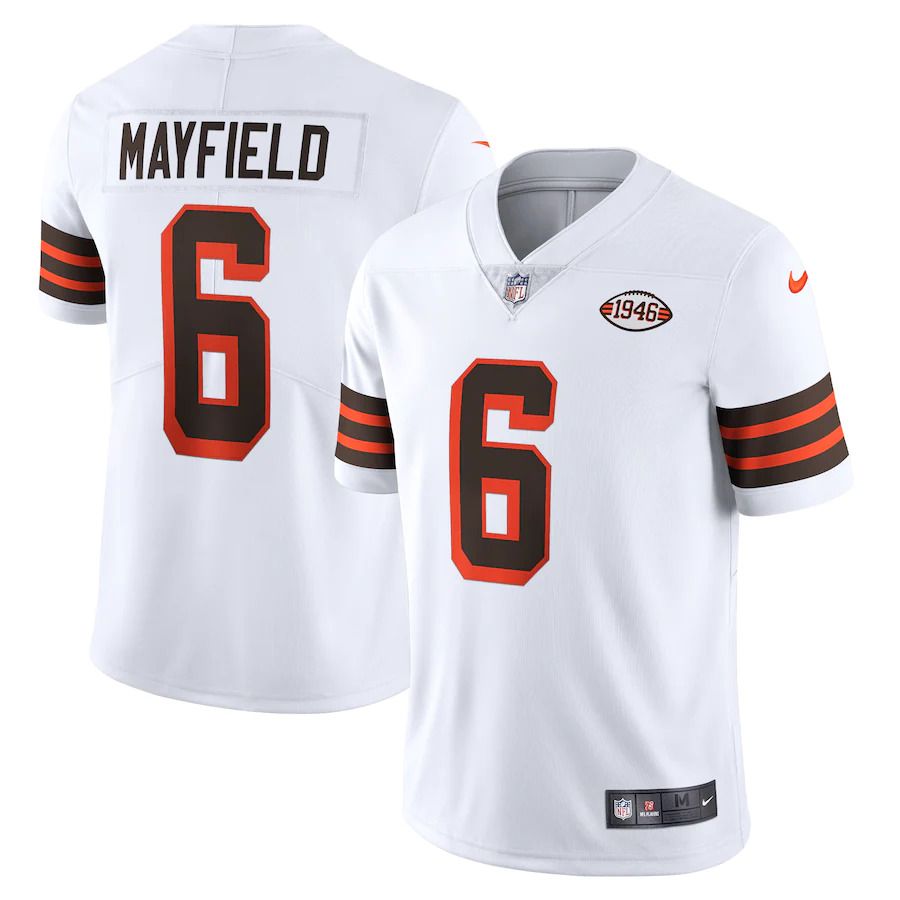 Men Cleveland Browns 6 Baker Mayfield Nike White 1946 Collection Alternate Vapor Limited NFL Jersey